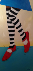 "Red Tap Shoes" by Michael Wolski Acrylic on Canvas 36" h x 18" w Value $600 Starting bid $300 Buy NOW $600 Bid in increments of $10 